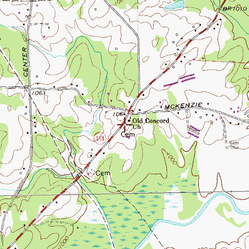 Topographic Map of Old Concord Cemetery, GA