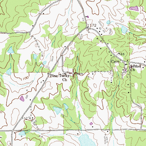 Topographic Map of Pinetucky Cemetery, GA