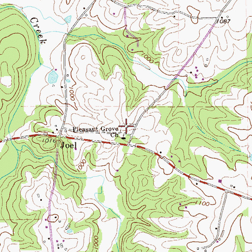 Topographic Map of Pleasant Grove Cemetery, GA