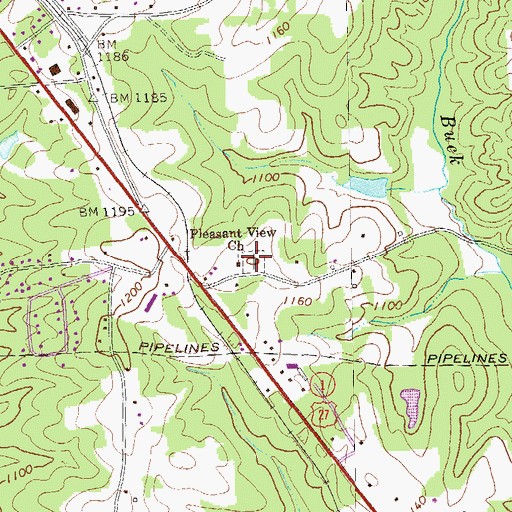 Topographic Map of Pleasant Hill Cemetery, GA
