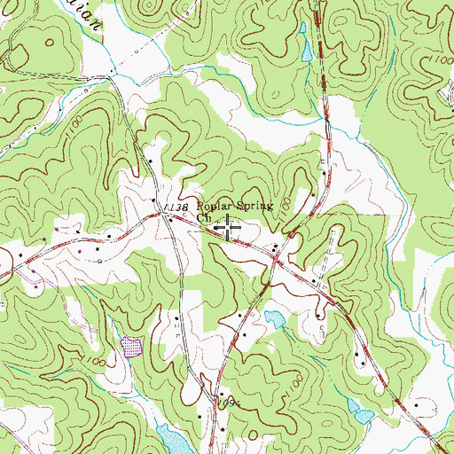 Topographic Map of Poplar Springs Cemetery, GA
