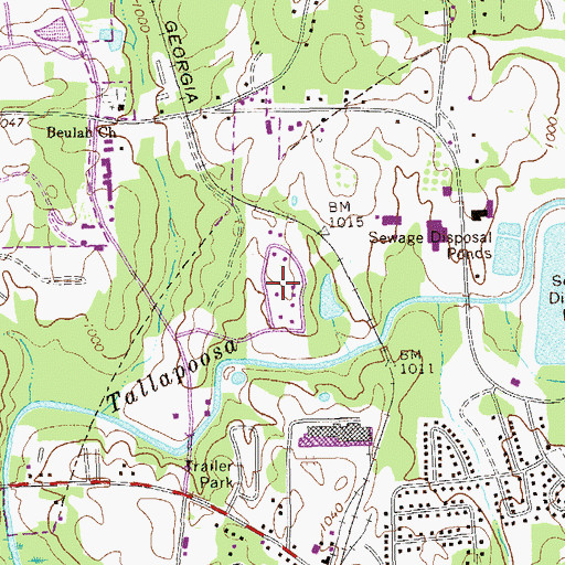 Topographic Map of Riverbend, GA