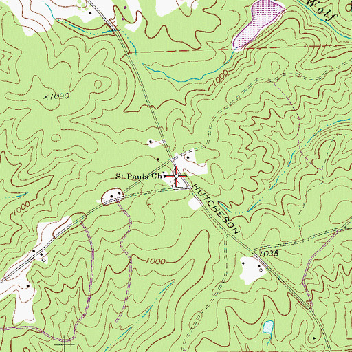 Topographic Map of Saint Paul Cemetery, GA