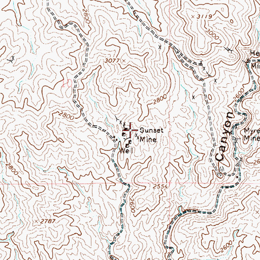 Topographic Map of Sunset Mine, AZ