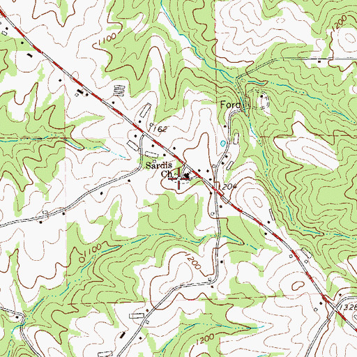 Topographic Map of Sardis Cemetery, GA
