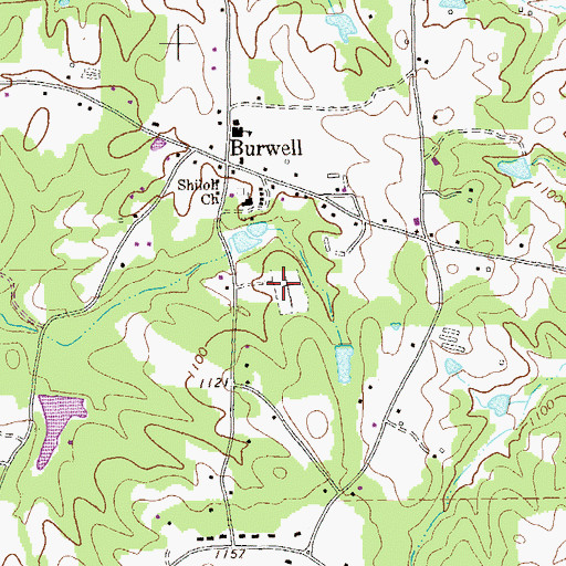 Topographic Map of Shiloh Cemetery, GA