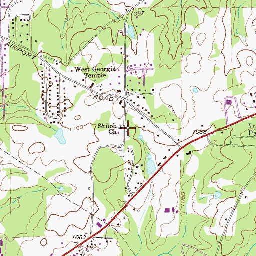 Topographic Map of Shiloh Cemetery, GA