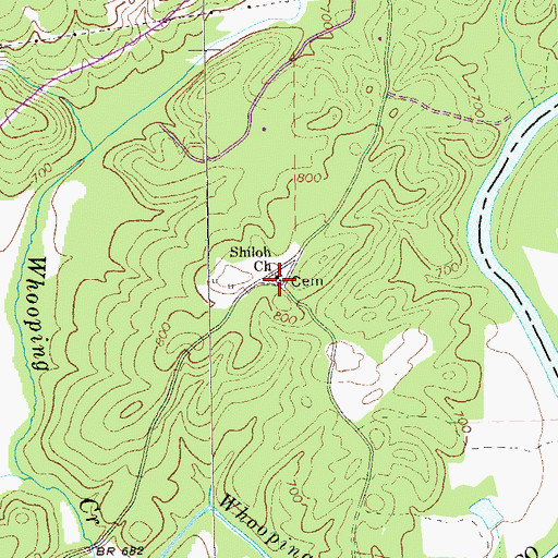 Topographic Map of Shiloh Cemetery, GA