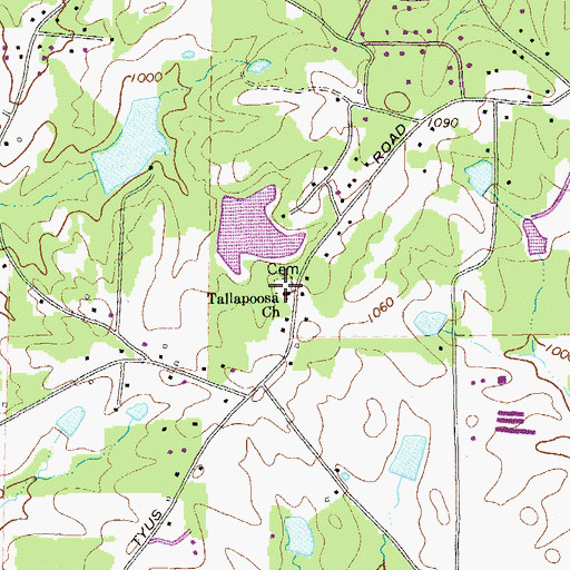 Topographic Map of Tallapoosa Cemetery, GA