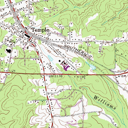 Topographic Map of Temple High School, GA