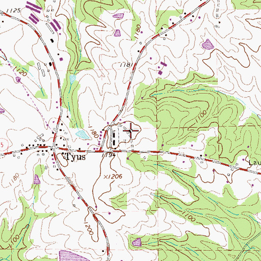 Topographic Map of Tyus Missionary Baptist Church, GA