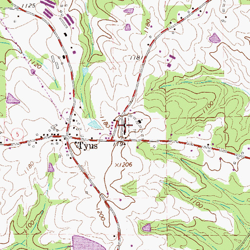 Topographic Map of Tyus School, GA