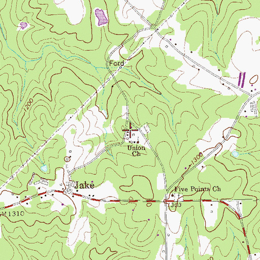 Topographic Map of Union Camp Ground, GA