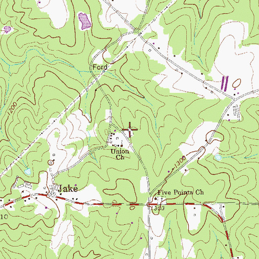 Topographic Map of Union Camp Ground Cemetery, GA