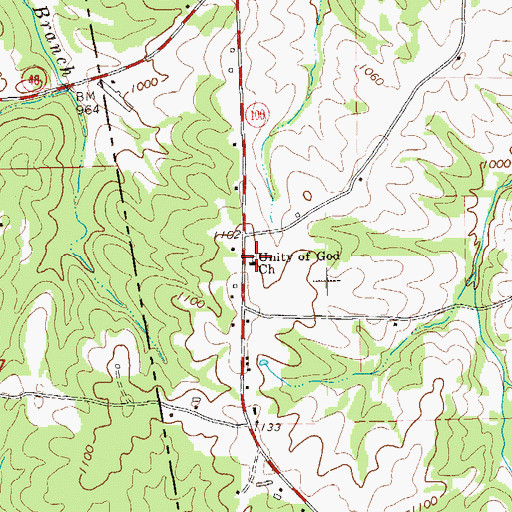Topographic Map of Unity Cemetery, GA