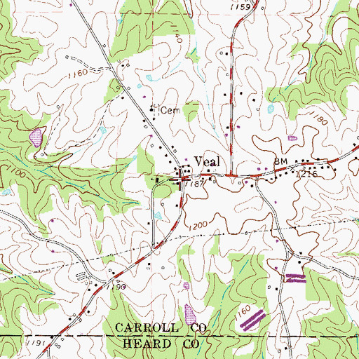 Topographic Map of Veal Baptist Church, GA