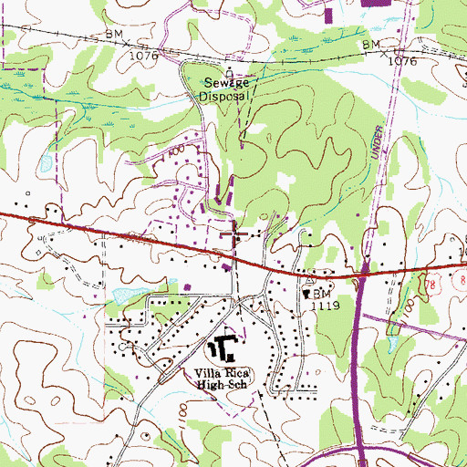 Topographic Map of Villa Rica Christian Church, GA