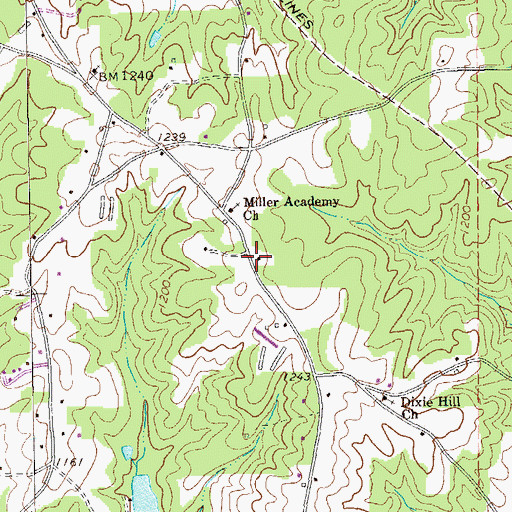 Topographic Map of Walnut School (historical), GA