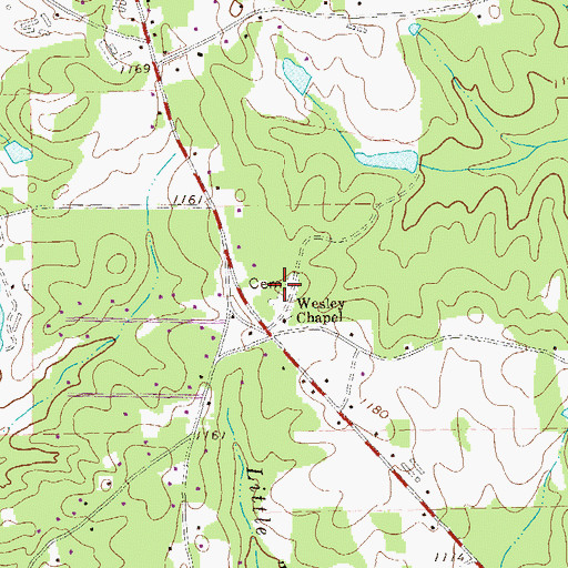 Topographic Map of Wesley Cemetery, GA