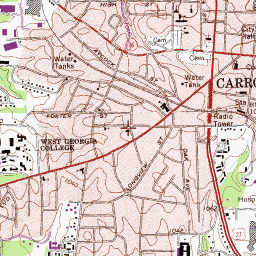 Topographic Map of West Carrollton Baptist Church, GA