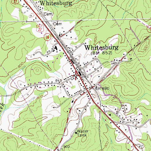 Topographic Map of Whitesburg Baptist Church, GA