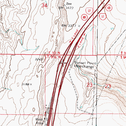 Topographic Map of Sunset Point Interchange, AZ