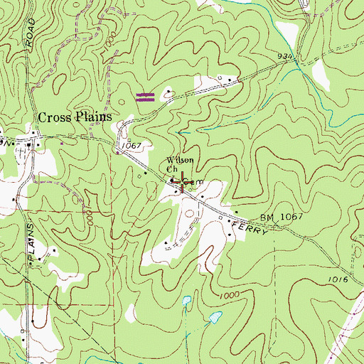 Topographic Map of Wilson Cemetery, GA