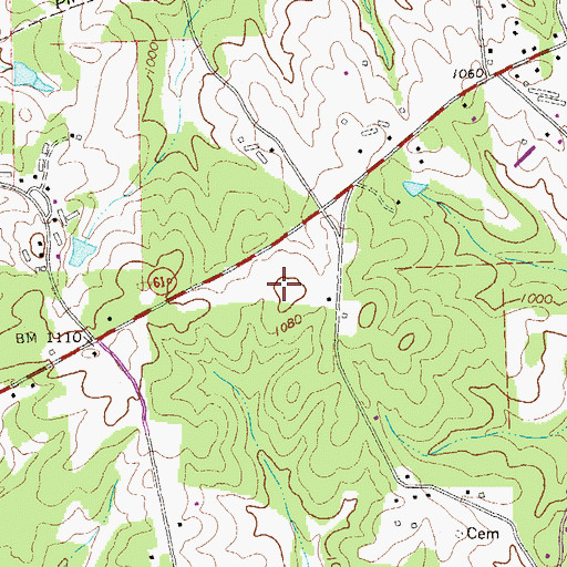 Topographic Map of Asbury Woods, GA