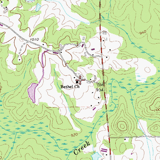 Topographic Map of Bethel Cemetery, GA