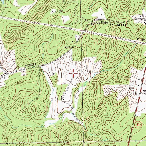 Topographic Map of Braswell Corners, GA
