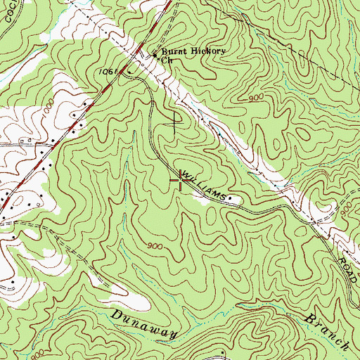 Topographic Map of Burnt Hickory Ridge Estates, GA