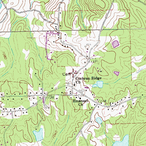 Topographic Map of Cochran Ridge Cemetery, GA