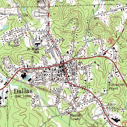 Topographic Map of Dallas City Hall, GA