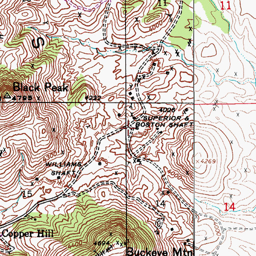 Topographic Map of Superior Mine, AZ