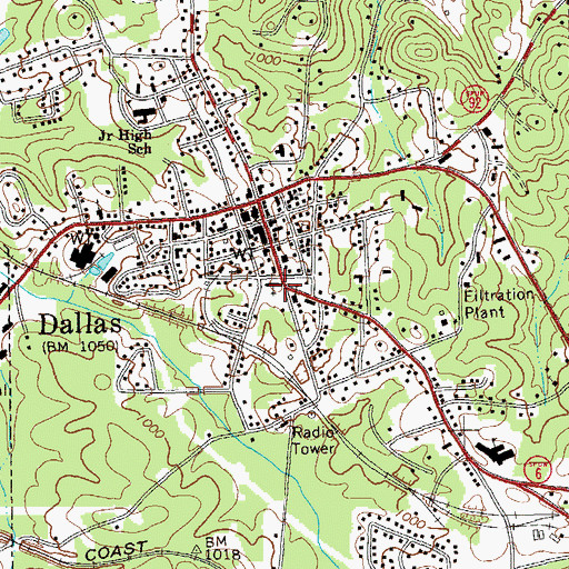 Topographic Map of Dallas Post Office, GA
