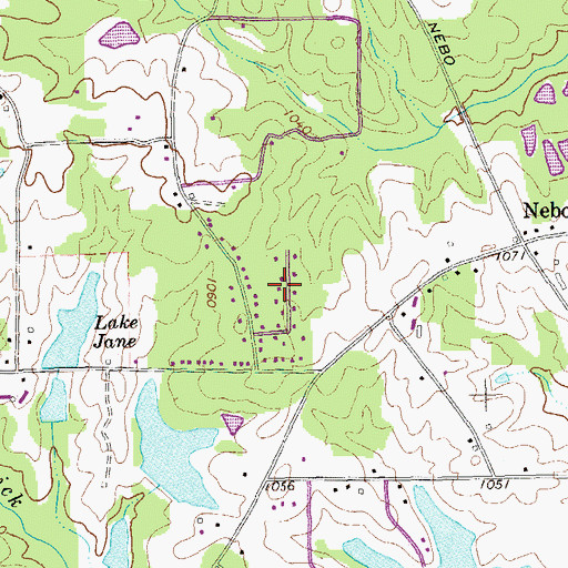 Topographic Map of Denton Estates, GA