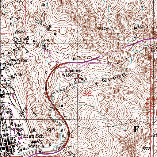 Topographic Map of Superior Water Tank, AZ