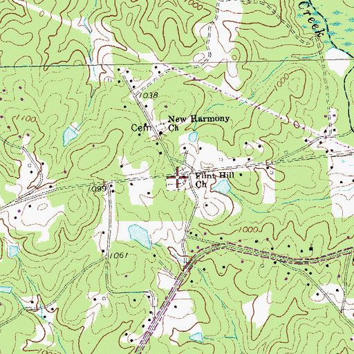 Topographic Map of Flint Hill Cemetery, GA