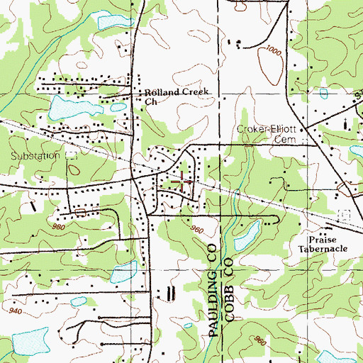 Topographic Map of Foxboro, GA