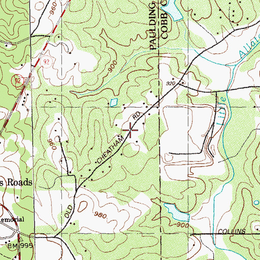Topographic Map of Green Hills Estates, GA