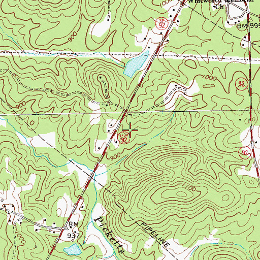 Topographic Map of Hampton Estates, GA