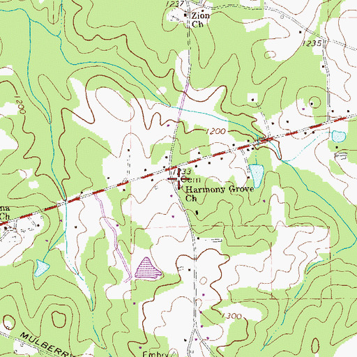 Topographic Map of Harmony Grove Cemetery, GA