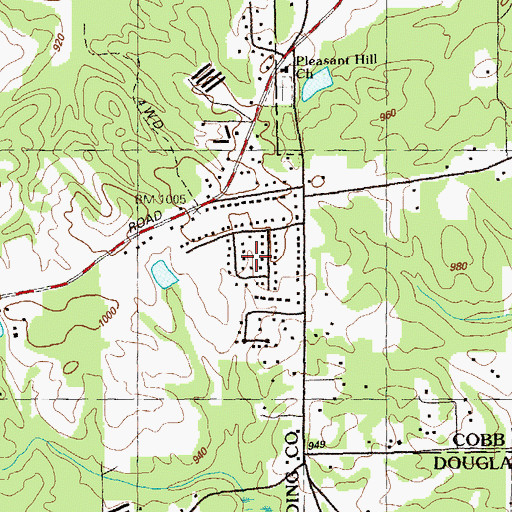 Topographic Map of Hickory Glen, GA