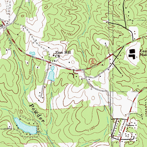 Topographic Map of Lost Meadows, GA