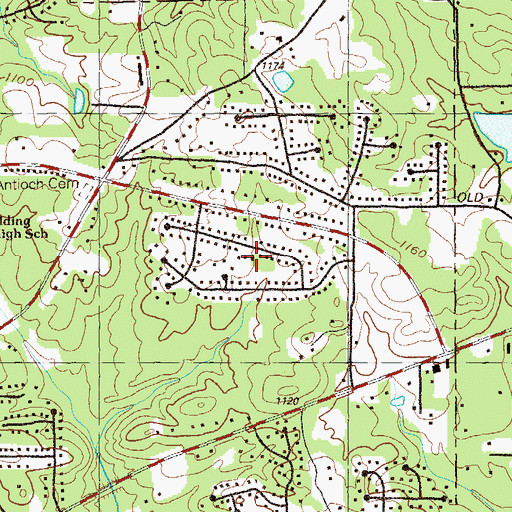Topographic Map of Lost Mountain Woods, GA