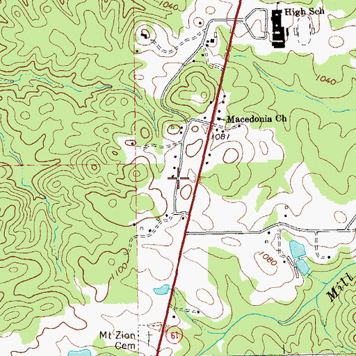 Topographic Map of Meadow Lark, GA