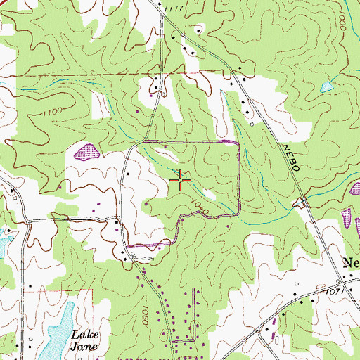 Topographic Map of Meadowbrook, GA