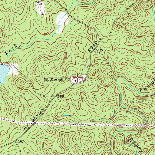 Topographic Map of Mount Moriah Cemetery, GA