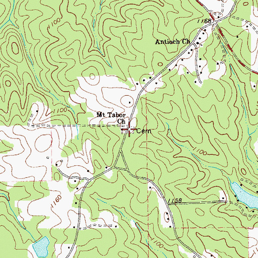 Topographic Map of Mount Tabor Cemetery, GA
