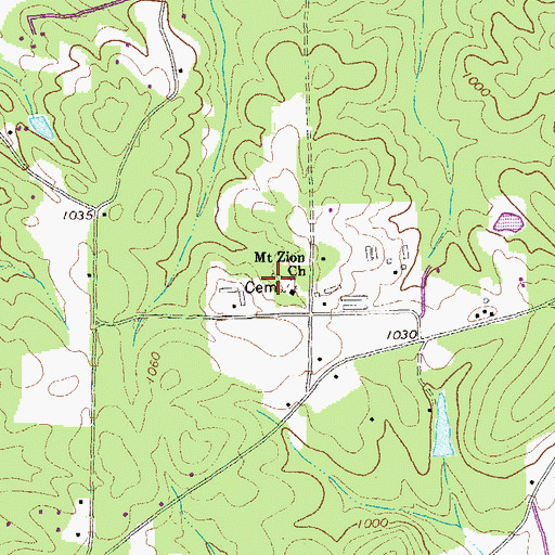 Topographic Map of Mount Zion Cemetery, GA